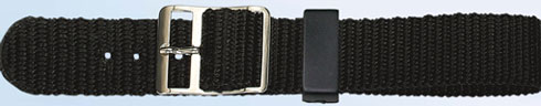 Pebro Horlogeband 357 Nylon zwart met edelstalen sluiting