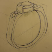 Schets van gouden ring